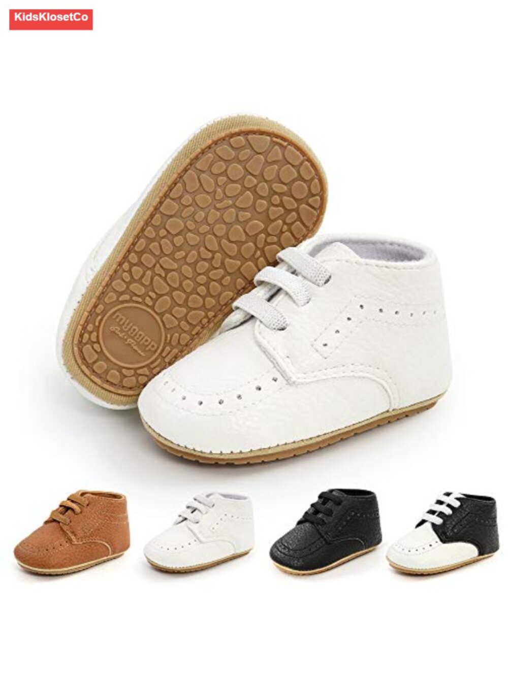 Infant PU Leather Lace-Up Brogue Oxford Dress Shoes First Walkers